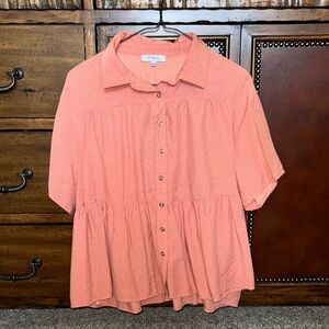 Women's Coral Button-Up Top